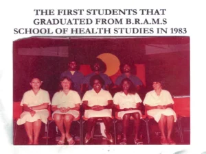 Archival photo: The first Aboriginal Health workers students to graduate from the BRAMS School of Health Studies in 1983.